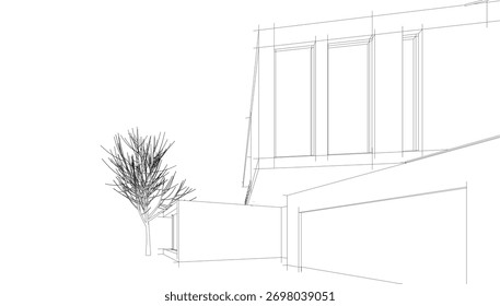 Modernes Haus architektonische Zeichnung Vektorgrafik