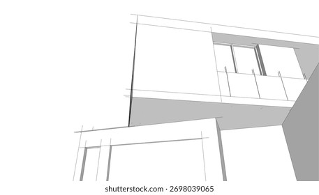 Modernes Haus architektonische Zeichnung Vektorgrafik