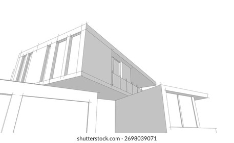 Modernes Haus architektonische Zeichnung Vektorgrafik