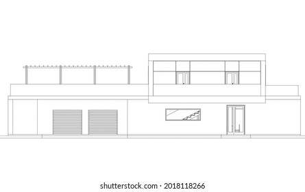 modern house architectural drawings vector 3d illustration