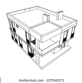 modern house architecture 3d illustration