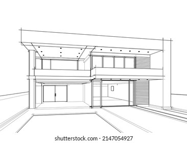 Modern House Architecture 3d Illustration