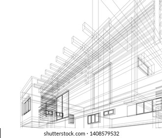 arquitectura moderna 3d, ilustración vectorial
