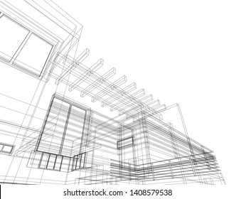 modern house architecture 3d, vector illustration
