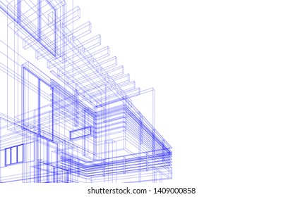 modern house architecture 3d, vector illustration