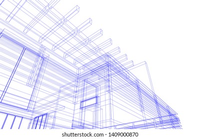 modern house architecture 3d, vector illustration