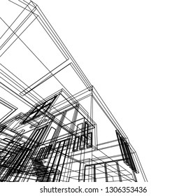 modern house architecture, vector 3d illustration