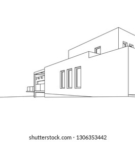 modern house architecture, vector 3d illustration