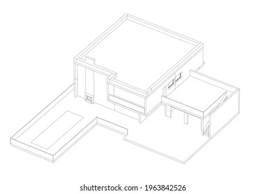 moderne Hausarchitektur, Vektorgrafik 3D