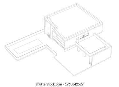 modern house architecture vector 3d illustration