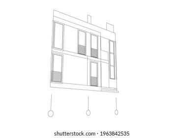 moderne Hausarchitektur, Vektorgrafik 3D