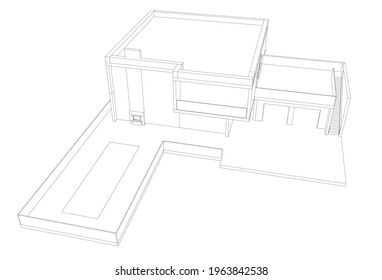 ilustración 3d de la arquitectura de la casa moderna