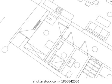 modern house architecture vector 3d illustration