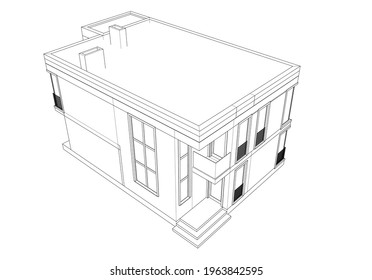modern house architecture vector 3d illustration