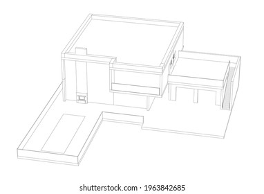 modern house architecture vector 3d illustration