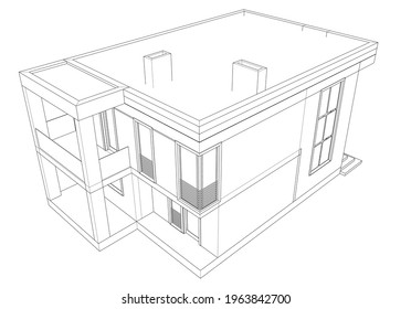 ilustración 3d de la arquitectura de la casa moderna