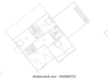 modern house architecture vector 3d illustration