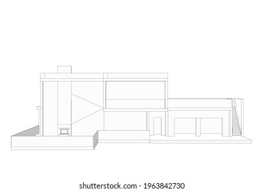 ilustración 3d de la arquitectura de la casa moderna