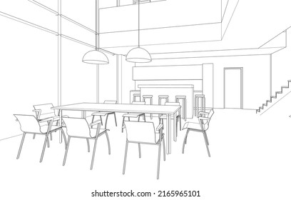 Moderne Gebäudearchitektur 3D-Illustration