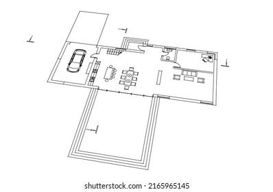 Arquitectura moderna de la construcción de casas Ilustración 3d