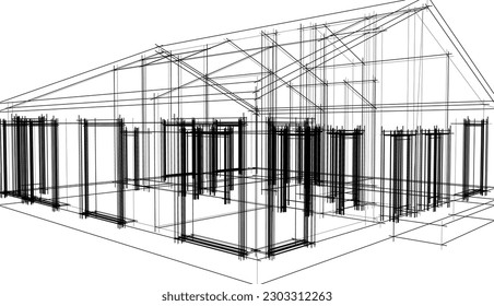 Moderne Gebäudearchitektur 3D-Illustration