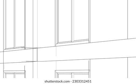 Modern house building architectural 3d illustration