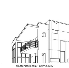 modern house building architectural drawing
