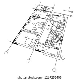 modern house building architectural drawing