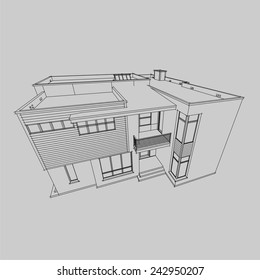 modern house building architectural sketch