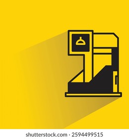modern house building icon with shadow on yellow background
