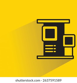 modern house building icon with shadow on yellow background