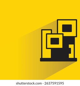 modern house building icon with shadow on yellow background