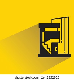 modern house building icon with shadow on yellow background