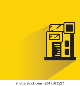 modern house building icon with shadow on yellow background