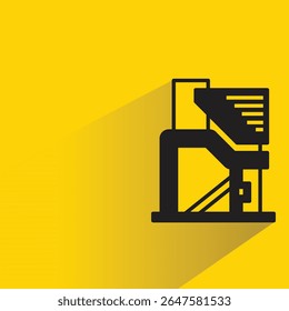 modern house building icon with shadow on yellow background