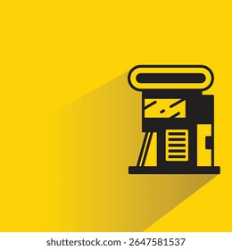 modern house building icon with shadow on yellow background