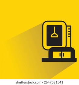 modern house building icon with shadow on yellow background