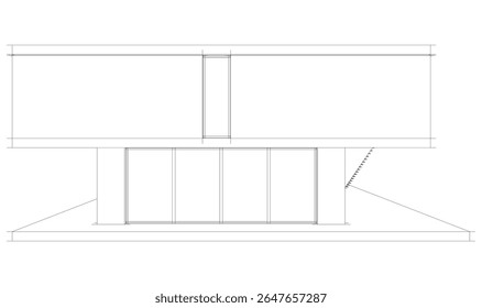 Moderno edifício esboço arquitetônico renderização 3d