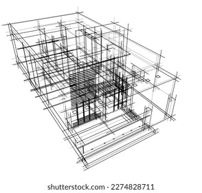 Modern house building vector 3d illustration