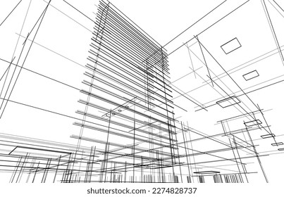 Modern house building vector 3d illustration