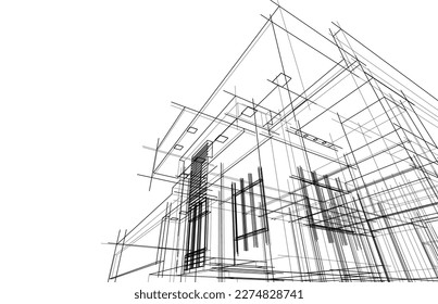 Modern house building vector 3d illustration