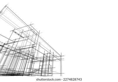 Modern house building vector 3d illustration
