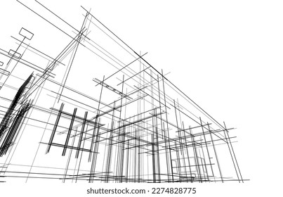 Construcción moderna de la casa vectorial 3d ilustración