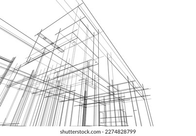 Construcción moderna de la casa vectorial 3d ilustración
