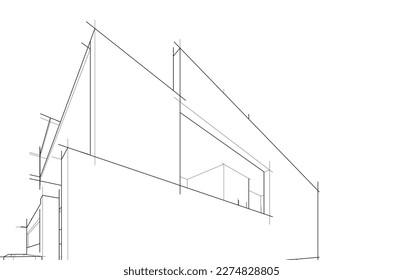 Modern house building vector 3d illustration