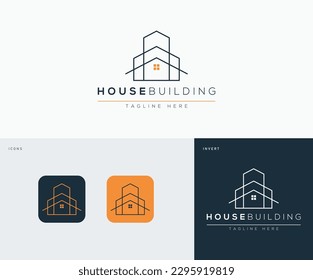 Diseño del logo vectorial de la casa moderna. ilustración vectorial de símbolo de casa lineal. Diseño de logotipos para casas elegantes y minimalistas para empresas inmobiliarias y inmobiliarias