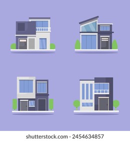 Modern house buildings illustrated in vector