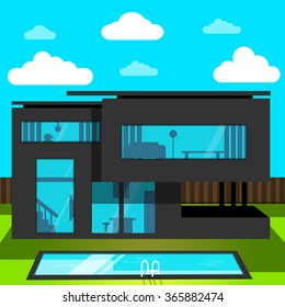 modern house cartoon