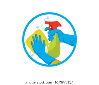 Modern House Cleaner Service Logo In Isolated White Background