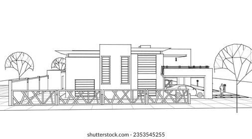 modern house concept 3d rendering